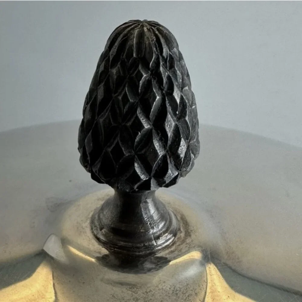 Vintage Sheffield Silver Co Ice Bucket Pineapple Lid Glass Liner MCM Silverplate